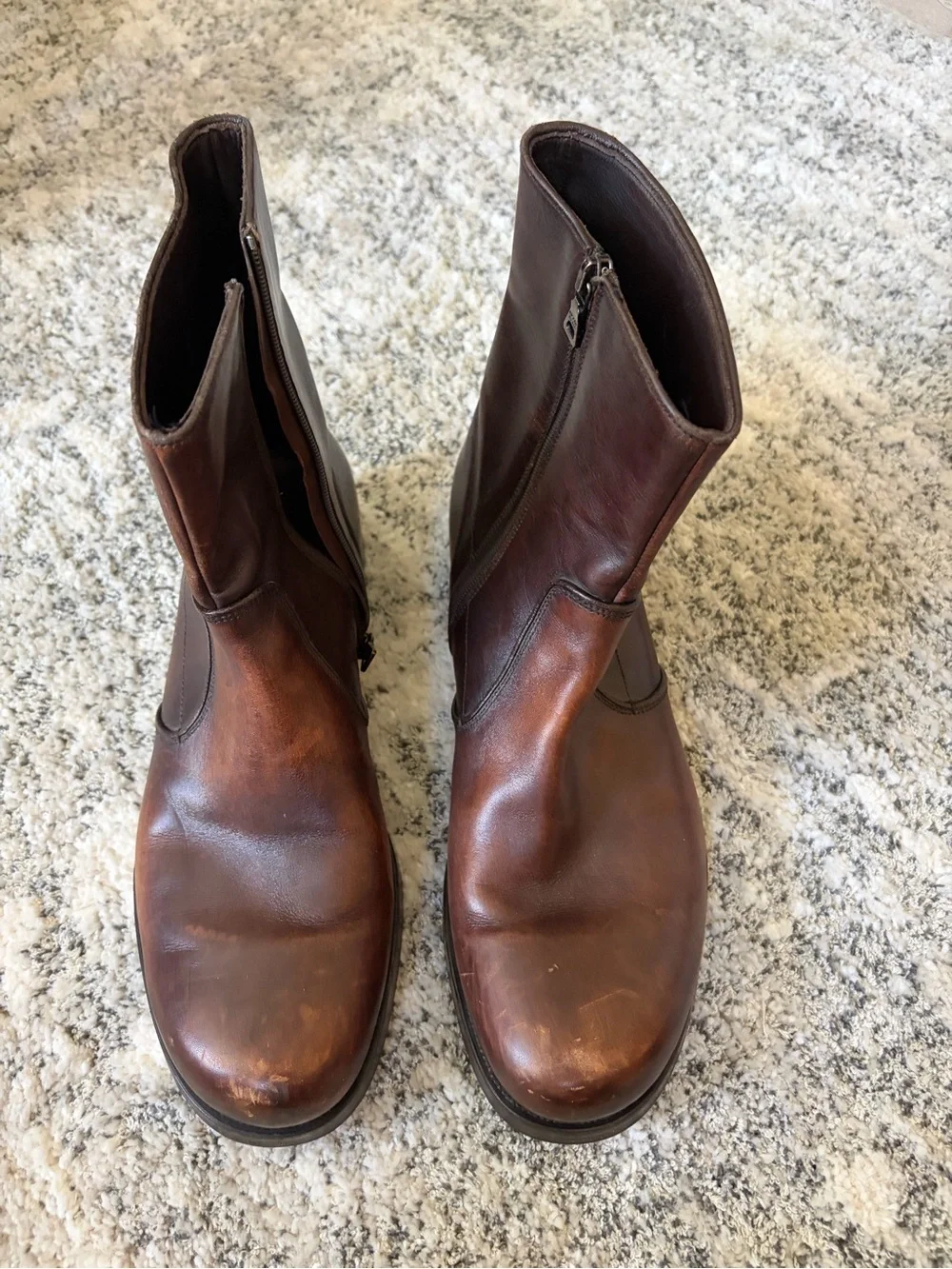 Vintage Prada Brown Leather Zip-Front Boots Men’s Size 9 EUC Made in Italy - Picture 3 of 13